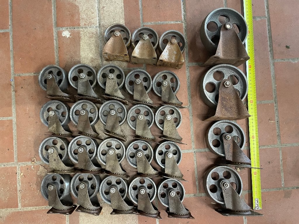 Industriële vintage metalen zwenkwielen en bokwielen, Ophalen, Nieuw
