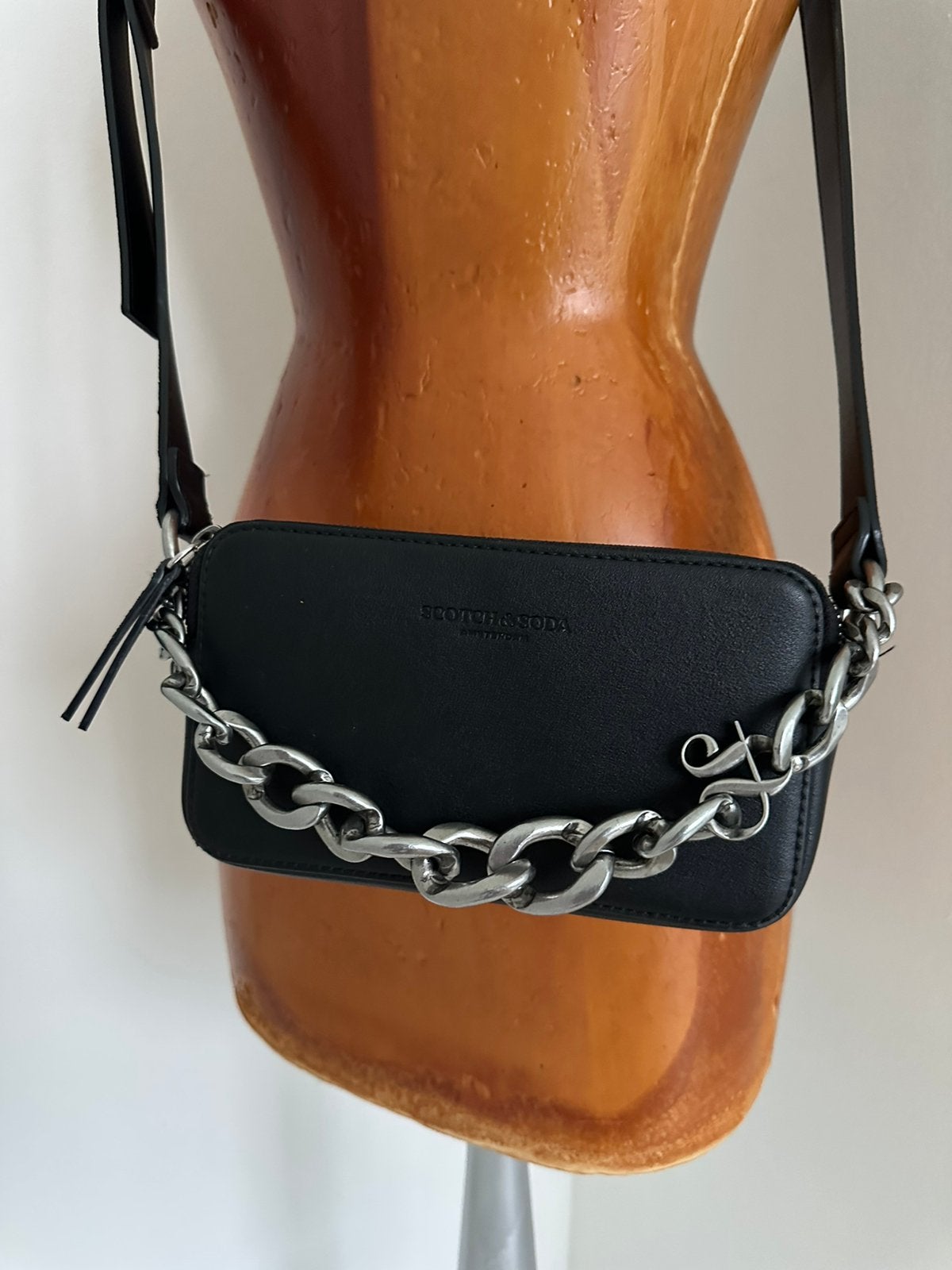 Zwart leren Scotch & Soda “reporter bag” schoudertas, Overige merken, Zwart, Ophalen of Verzenden, Zo goed als nieuw