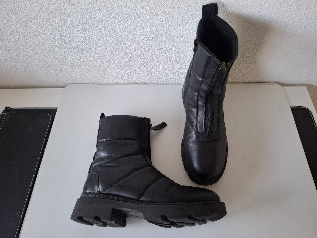 Gabor MAAT 42.5 / 8.5 G zwarte leren laarzen breder loopvlak, Kleding | Dames, Verzenden, Zwart, Lage of Enkellaarzen, Gabor