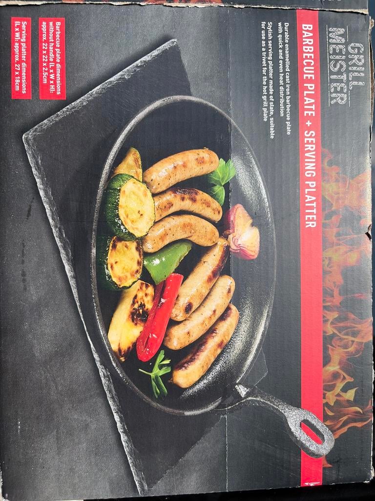 Grillplaat met serveerplaat - Grillmeister, Ophalen of Verzenden, Zo goed als nieuw