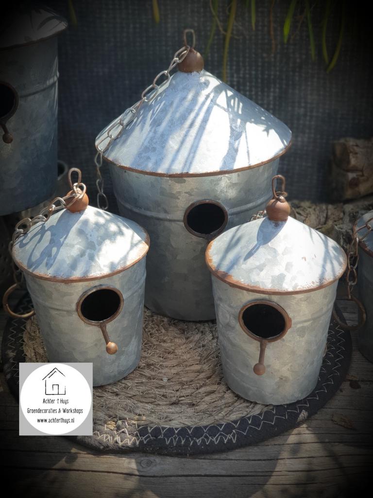 Zinken vogelhuisjes  - vogelhuisje - zink - moederdag, Ophalen of Verzenden, Nieuw