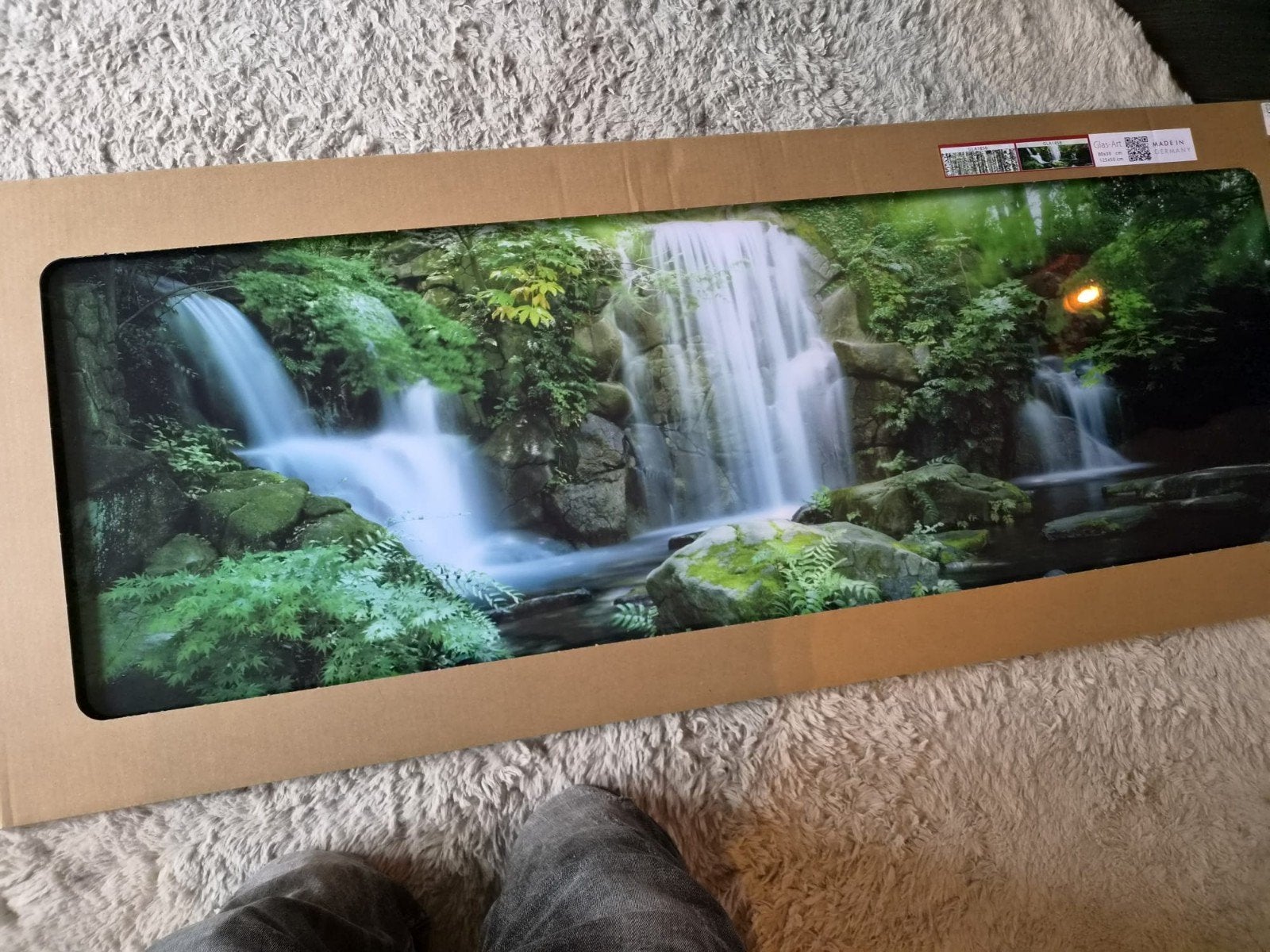 Prachtig Glazen Schilderij Waterfall In Paradise 50x125 cm, Ophalen, Nieuw, Schilderij