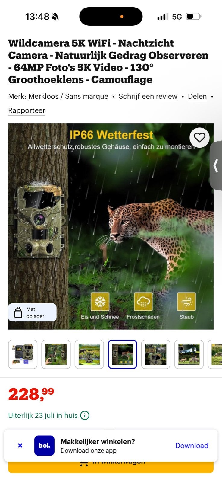 Foto 3 van Wildcamera 5K WiFi Nachtzicht 64MP Groothoeklens nieuw