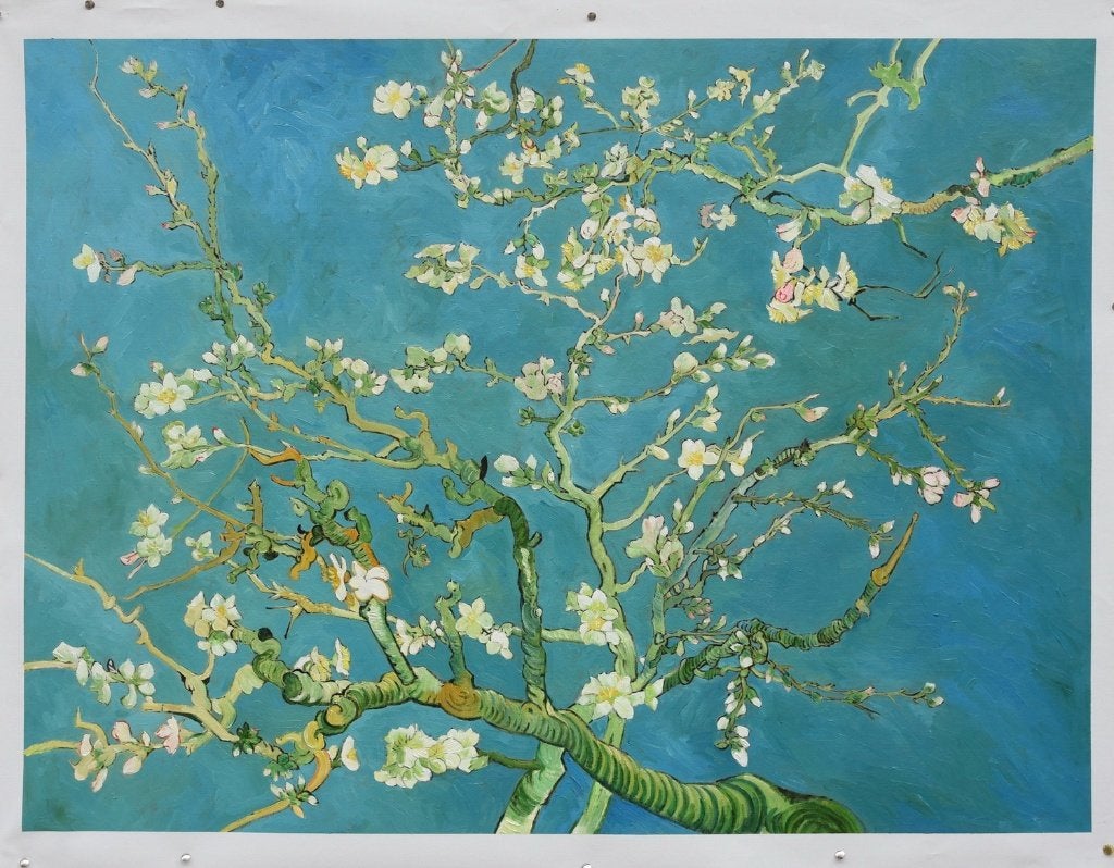 Olieverf replica Van Gogh: Amandelbloesem. Groot formaat!, Bloemen, Impressionistisch, Handgeschilderd, Olieverf