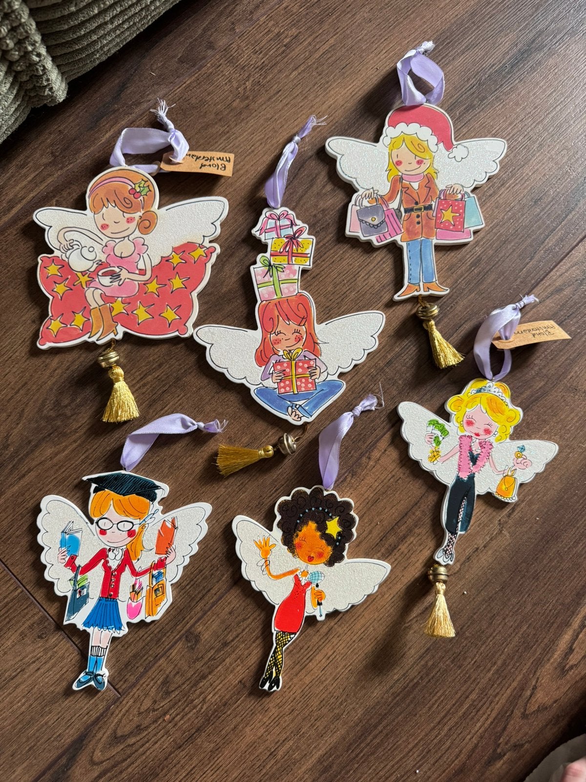 Blond Amsterdam kerstengelen hangers 6x, Ophalen, Gebruikt