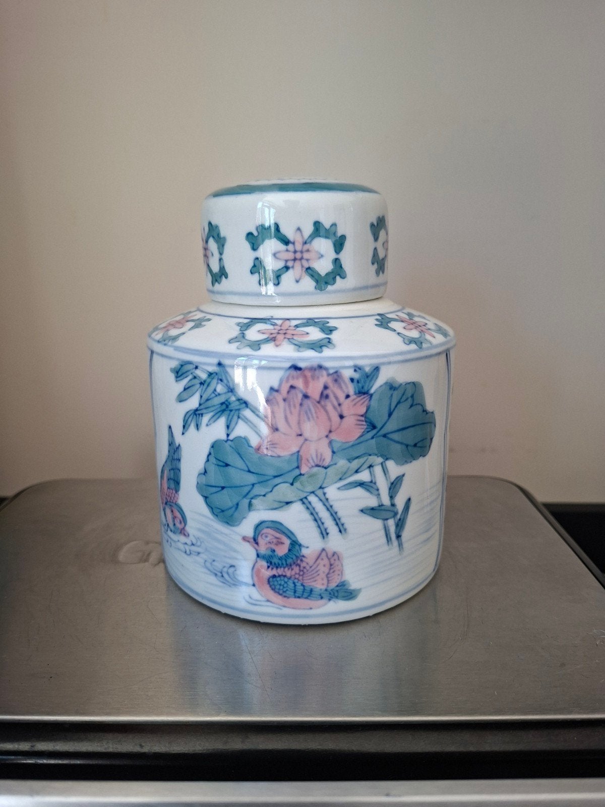 Porseleinen Chinese Gemberpot met Mandarijneenden, Ophalen of Verzenden