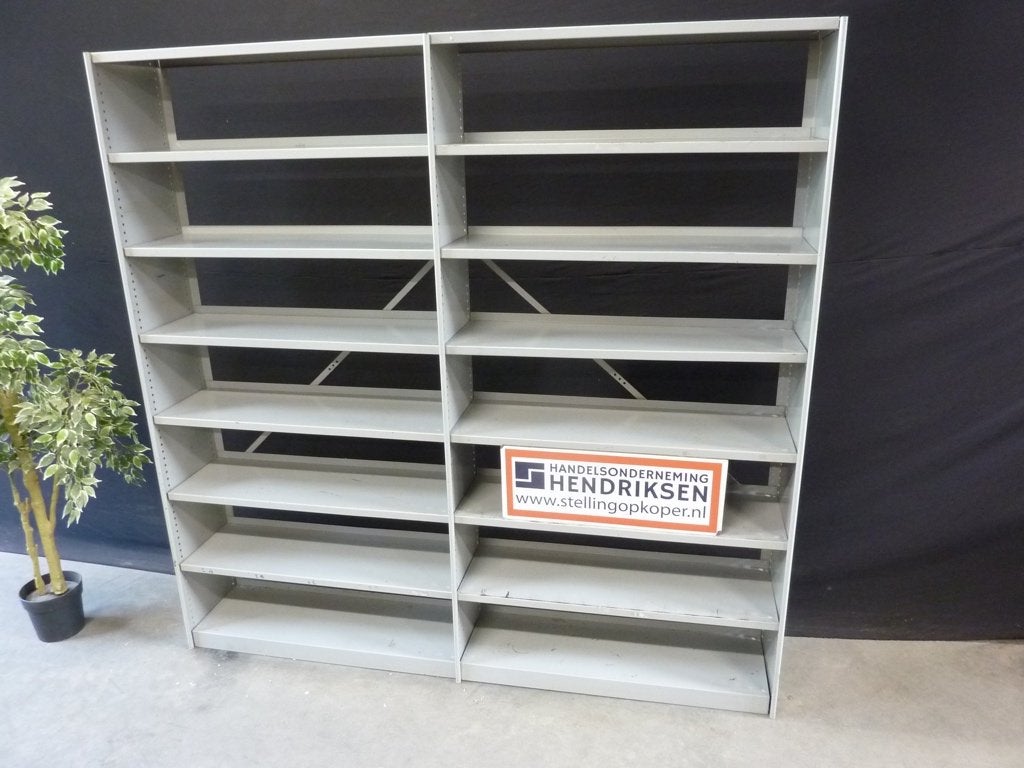 Vintage stalen boekenkast / stelling / stellingkast Ahrend, Met plank(en), Gebruikt, Handelsonderneming Hendriksen, 150 tot 200 cm