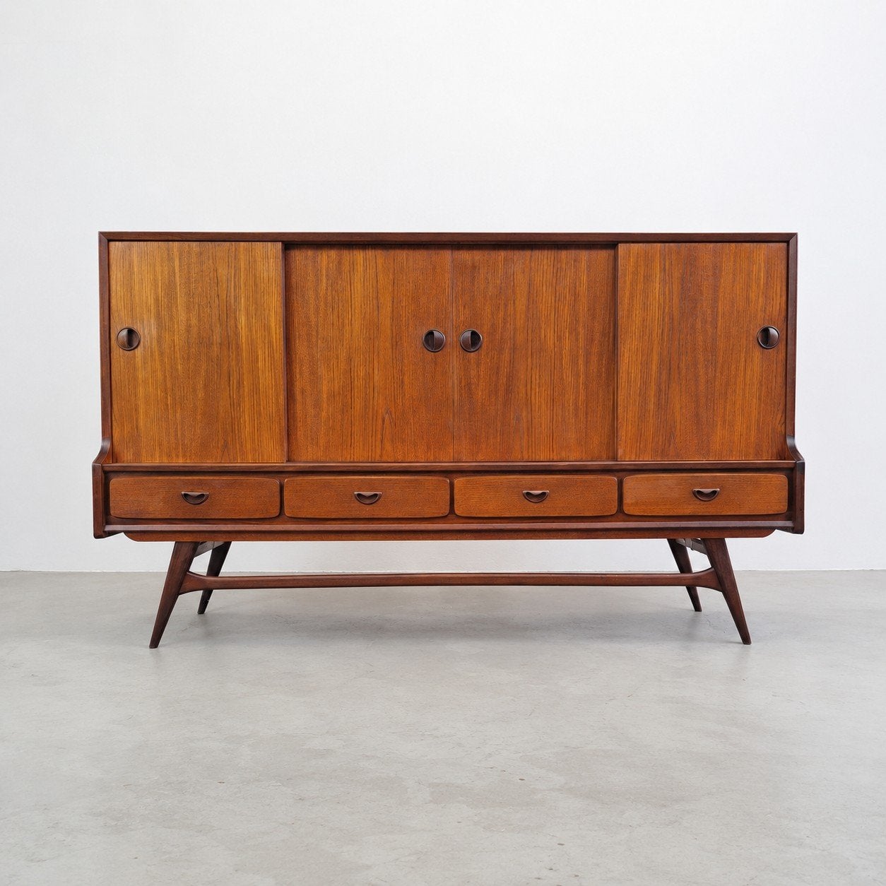 💚Louis van Teeffelen Highboard Barkast voor Wébé, jaren 50., Huis en Inrichting, Kasten | Dressoirs, 25 tot 50 cm, Teakhout, Ophalen of Verzenden