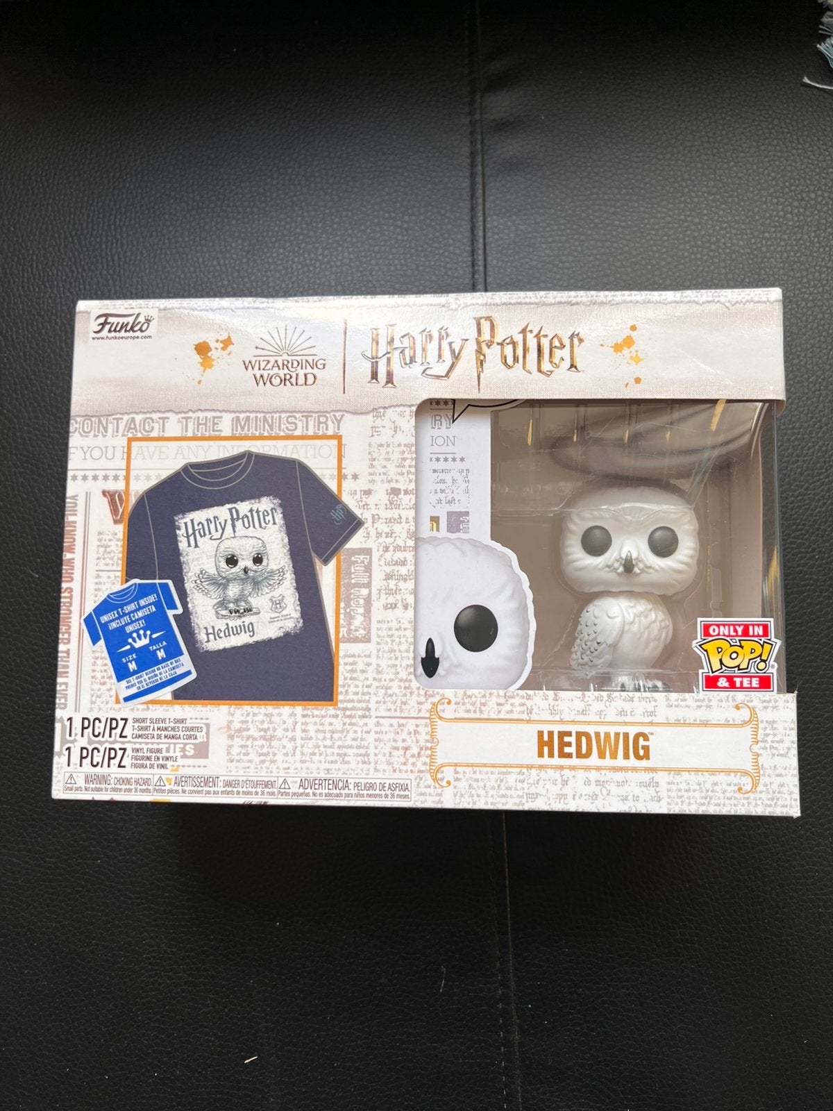 Harry Potter Hedwig funko met t shirt, Verzenden, Zo goed als nieuw, Actiefiguurtje