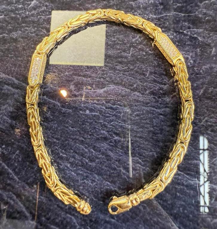 Prachtige 14 karaats gouden koningsarmband, Sieraden, Tassen en Uiterlijk, Armbanden, Ophalen of Verzenden, Nieuw, Goud