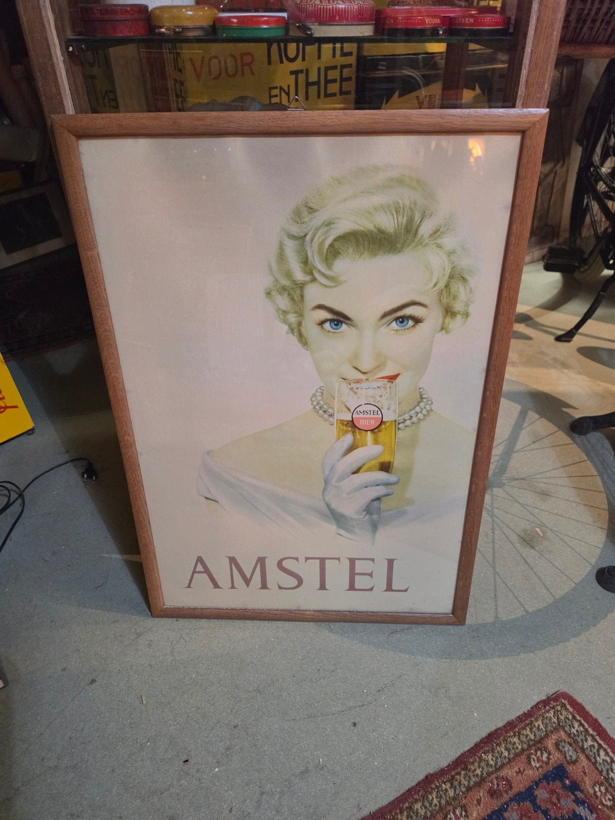 Oude Amstel bier reclame affiche reclamebord, Ophalen of Verzenden, Gebruikt, Reclamebord