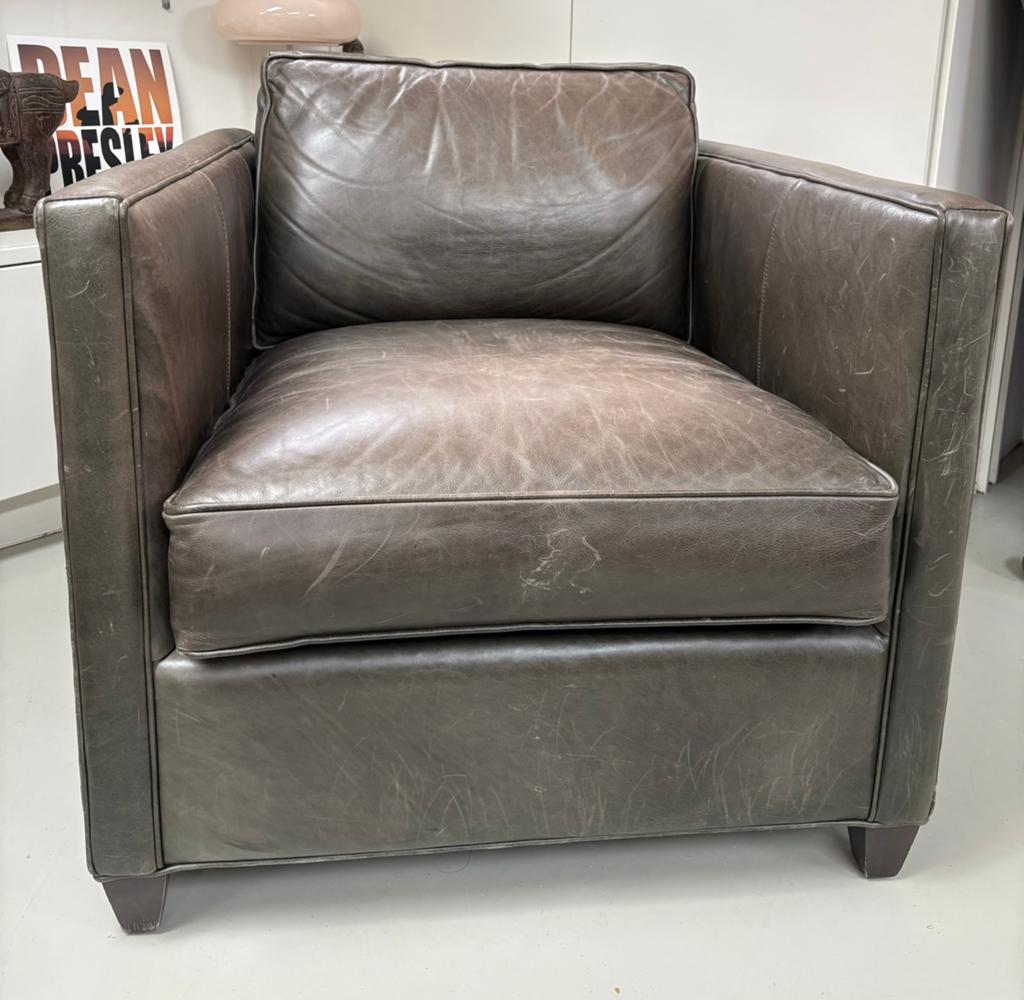 Leren fauteuil Crate & Barrel, Ophalen, 75 tot 100 cm, 50 tot 75 cm