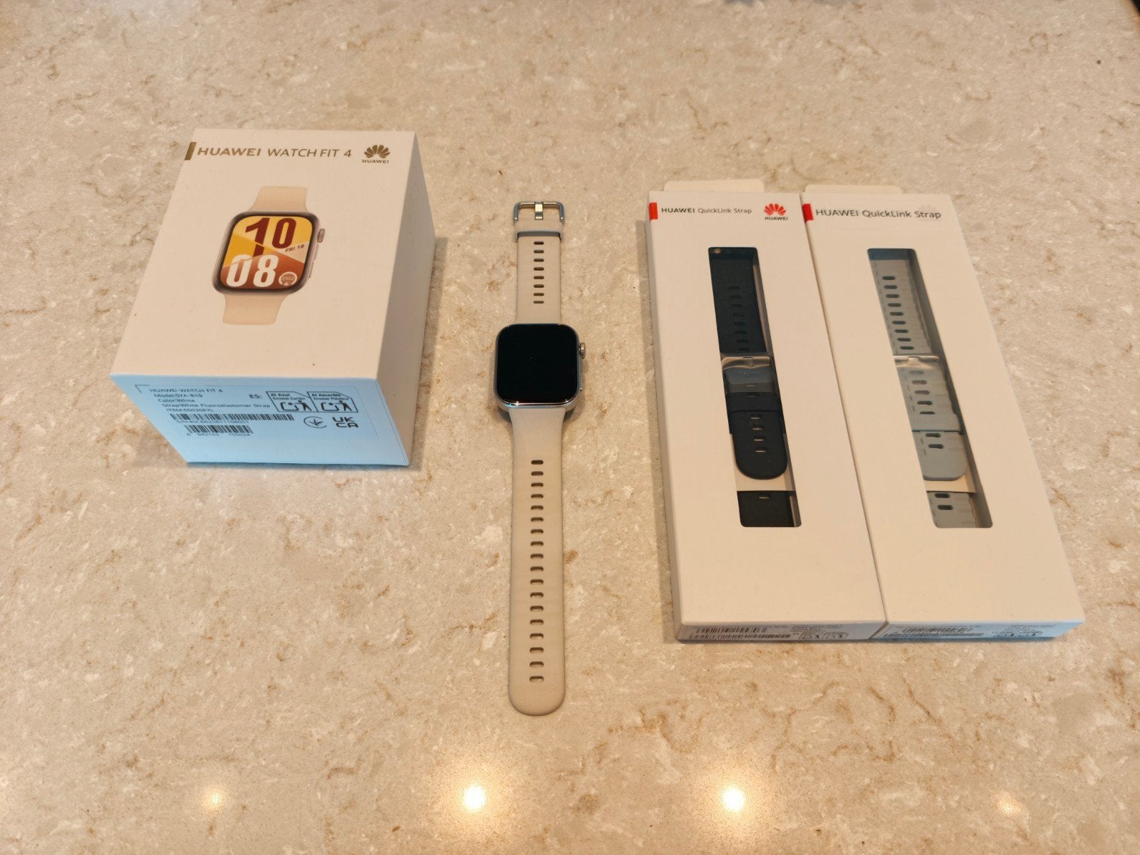 Huawei Watch Fit 4 - Wit met extra bandjes, Wit, Ophalen of Verzenden, Zo goed als nieuw, Waterdicht