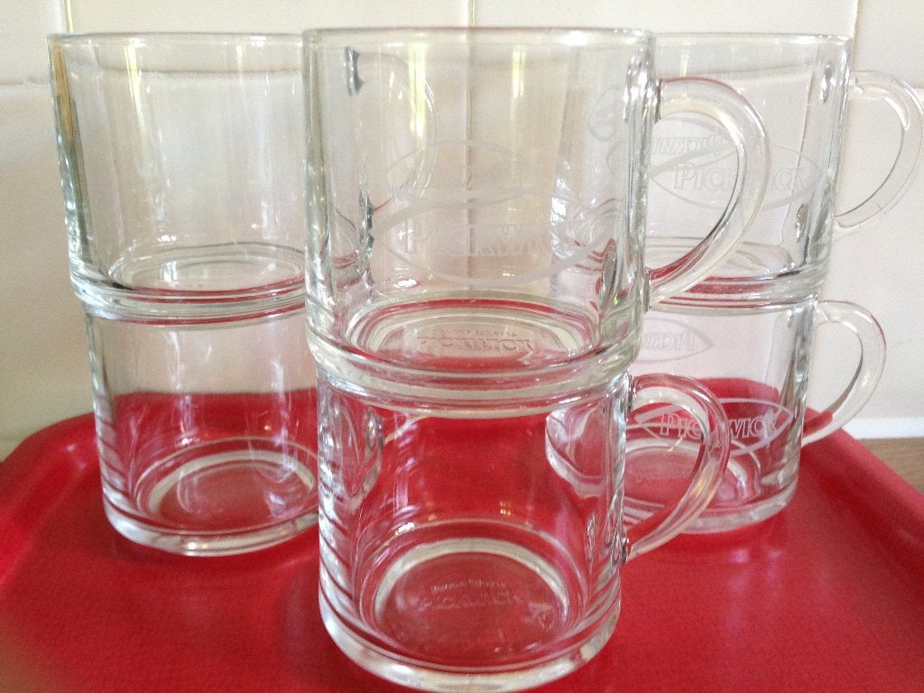 💖6 Vintage Pickwick Douwe Egberts STAPELBARE THEEGLAZEN., Huis en Inrichting, Keuken | Servies, Glas of Glazen, Gebruikt, Overige merken