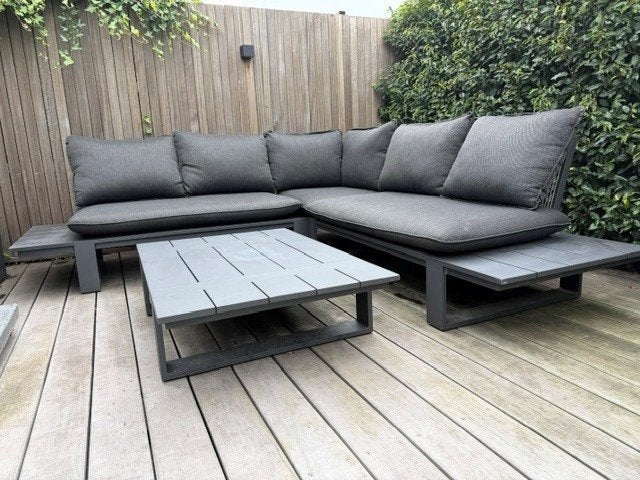 Tierra Outdoor loungeset 250x250 cm + tafel + hoes, 5 zitplaatsen, Aluminium, Ophalen of Verzenden, Zo goed als nieuw