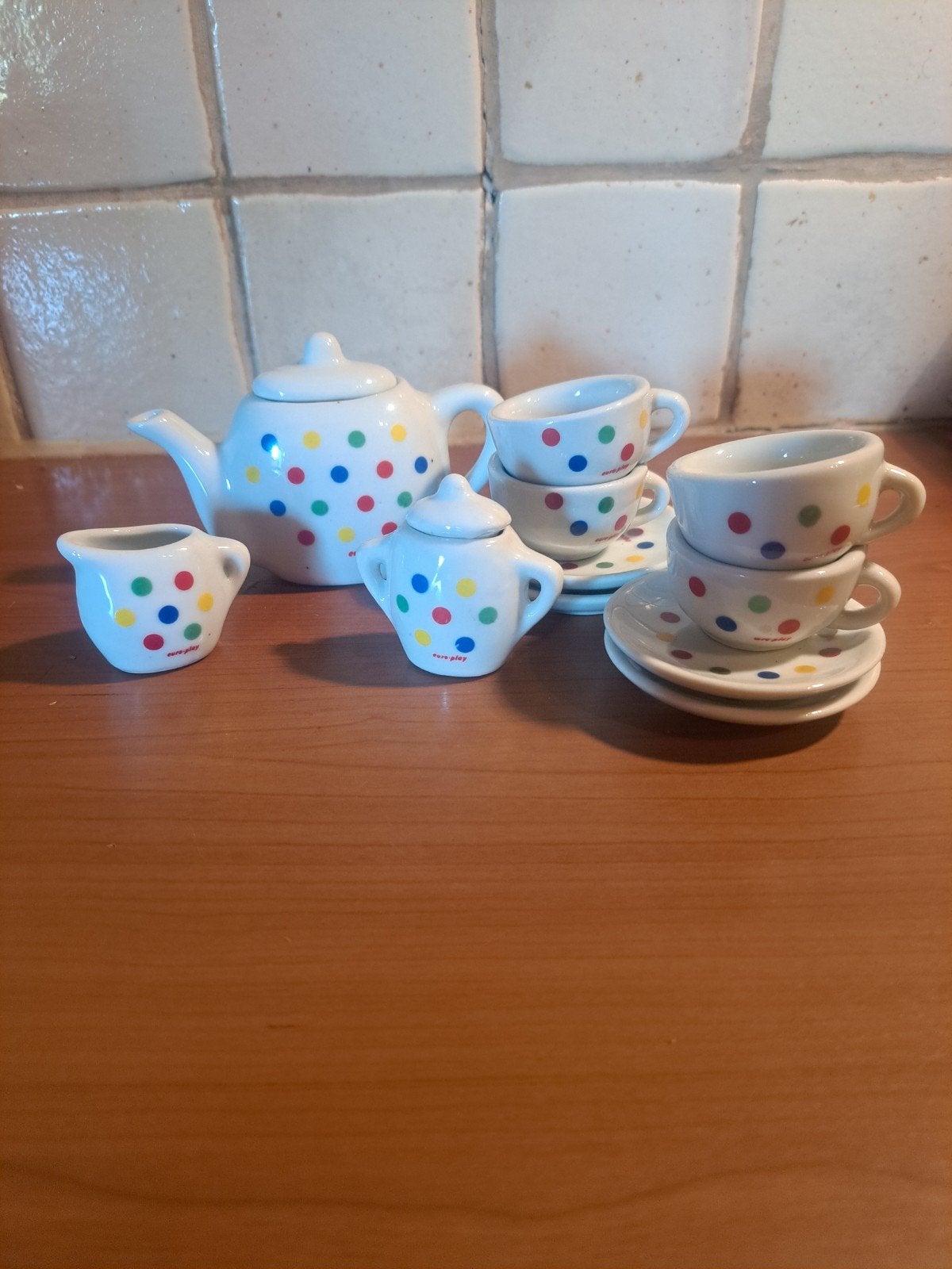 Mini theeservies met stippen, Ophalen of Verzenden, Zo goed als nieuw, Overige typen