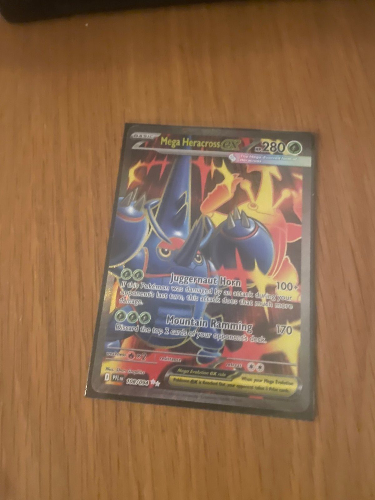 Mega Heracross EX Pokémon Kaart 100/094, Ophalen of Verzenden, Zo goed als nieuw, Losse kaart