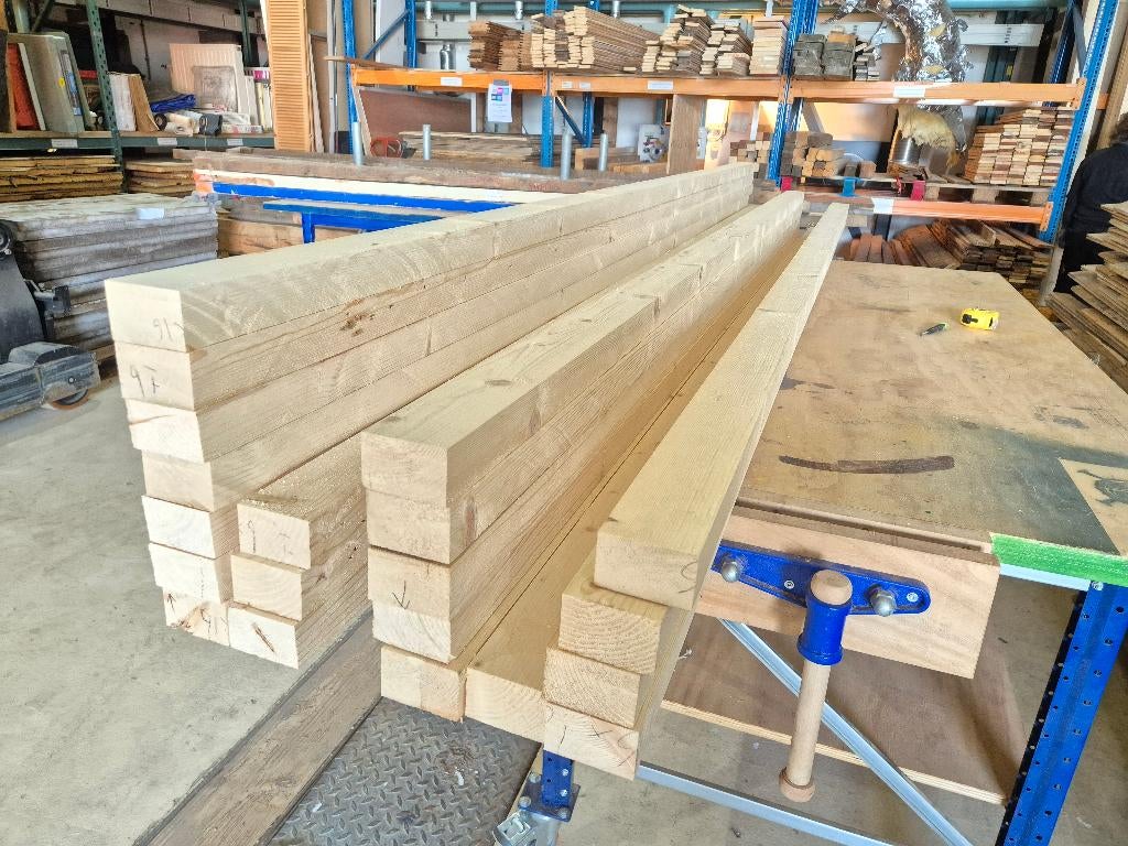 Geschulpt en geschaafd timmerhout, van oude balken 44x70mm, Ophalen, Gebruikt, Balk, Vuren