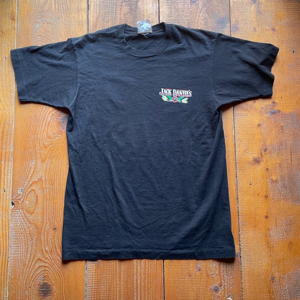 Jack Daniel's Rose Logo T-shirt - Single Stitch Maat L A-252, Maat 52/54 (L), Verzenden, Zwart, Onbekend