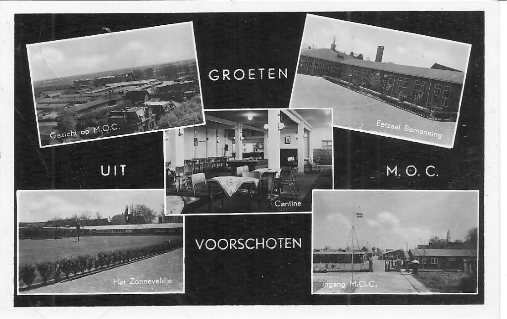 Groeten uit M.O.C, Voorschoten., Verzamelen, Ansichtkaarten | Nederland, Ophalen of Verzenden, 1940 tot 1960, Gelopen, Zuid-Holland