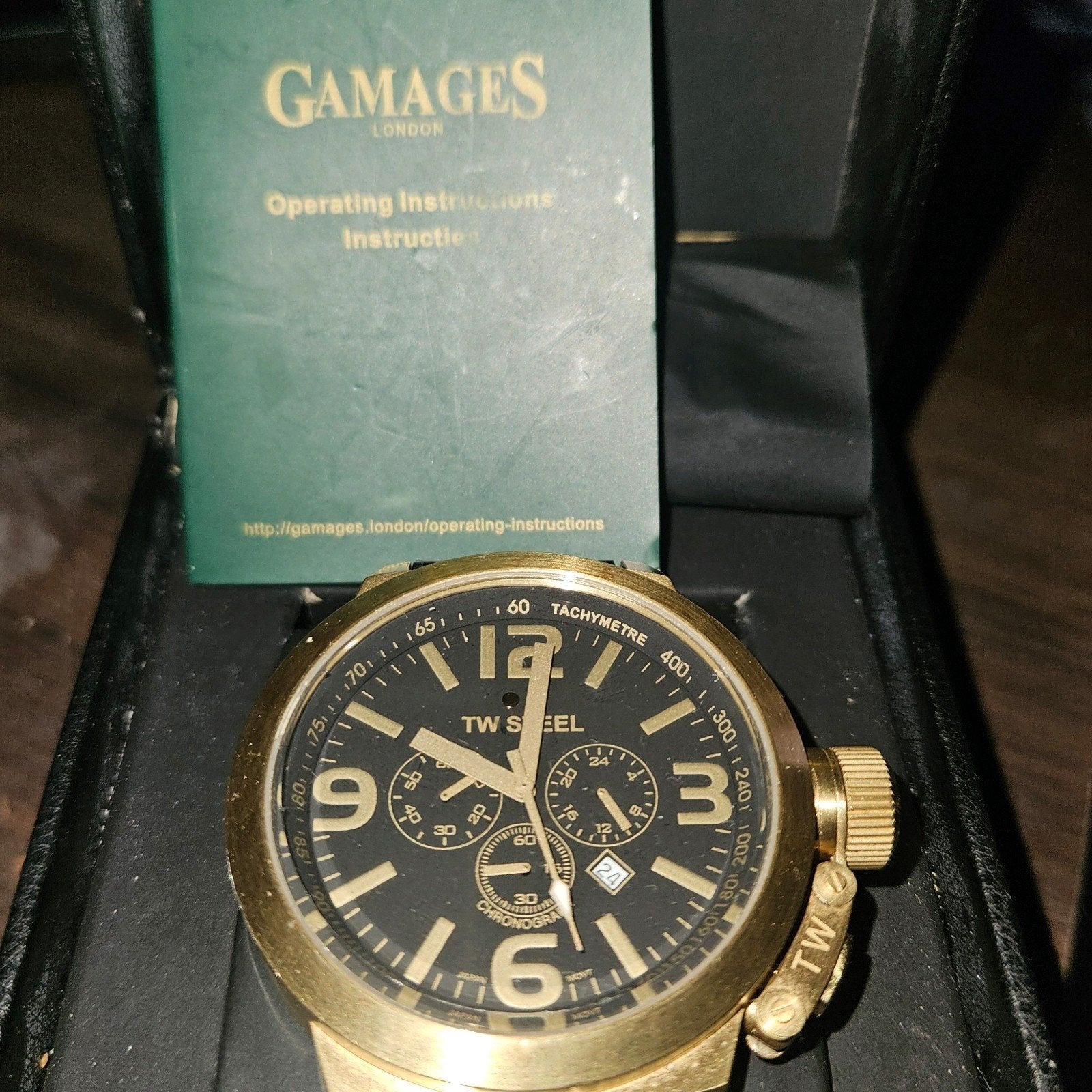 TW Steel Horloge met Leren Band en Gamages Papieren, Overige merken, Overige materialen, Leer, Polshorloge