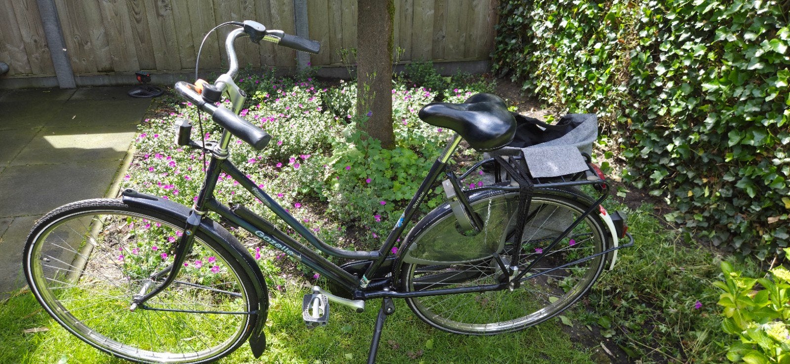 Gazelle damesfiets, gebruikt, met fietstas, Fietsen en Brommers, Fietsen | Dames | Damesfietsen, Terugtraprem, Gebruikt, Ophalen of Verzenden