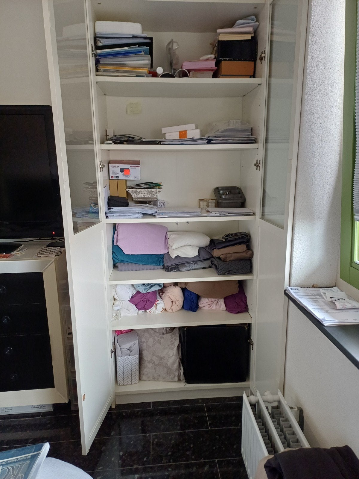 Ikea Billy Boekenkast met deuren. Witte kast, 200 cm of meer, 25 tot 50 cm, Overige houtsoorten, Gebruikt