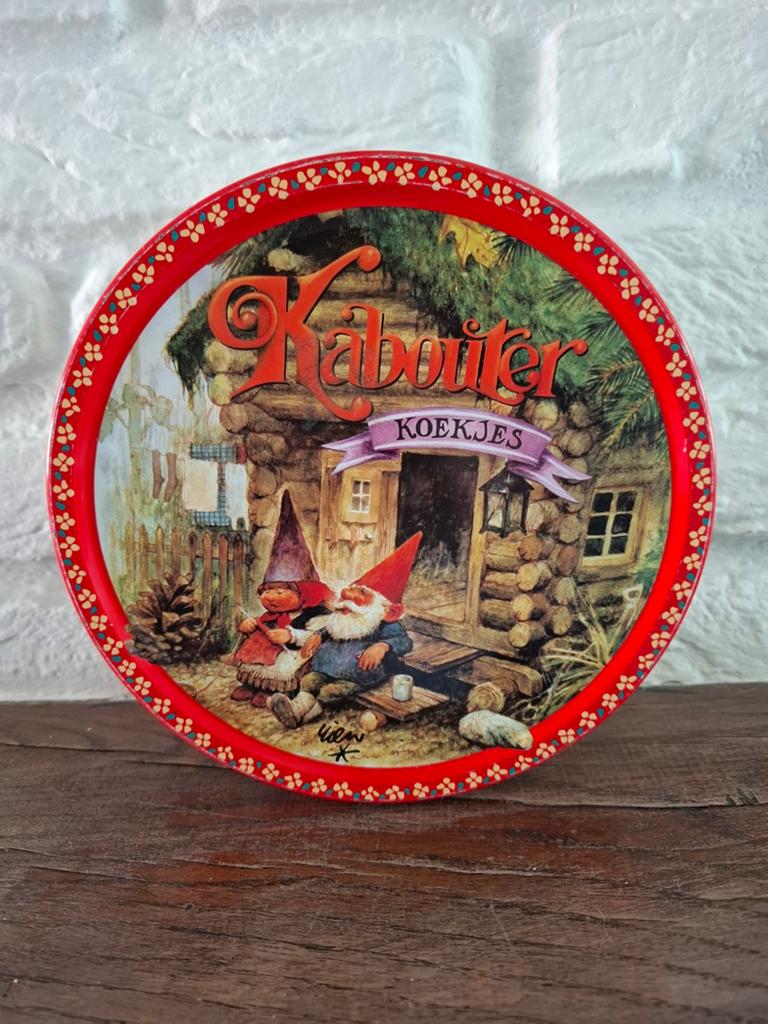 Vintage David de Kabouter blik. Rien Poortvliet. Ø 18 cm., Verzamelen, Ophalen of Verzenden, Gebruikt, Koek(jes)
