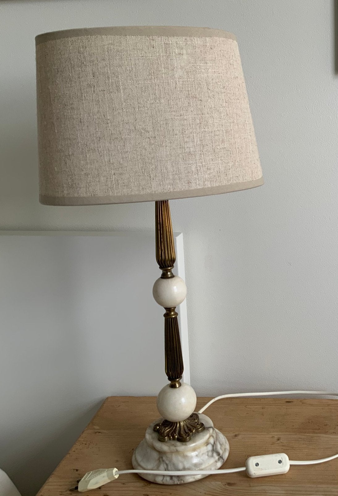 Oude schemerlamp met marmeren voet, Ophalen of Verzenden