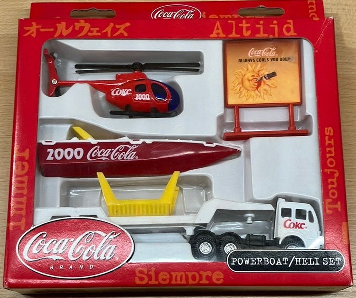 Coca-Cola vrachtauto met boot en trailer en helicopter, Ophalen of Verzenden, Nieuw, Bus of Vrachtwagen, Overige merken