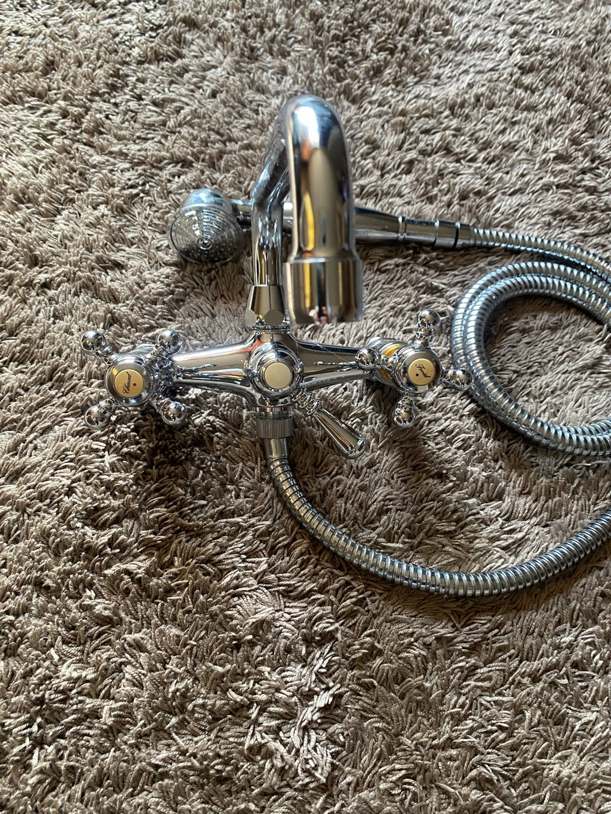 Badkraan met handdouche - Chroom, Ophalen, Gebruikt, Chroom, Kraan