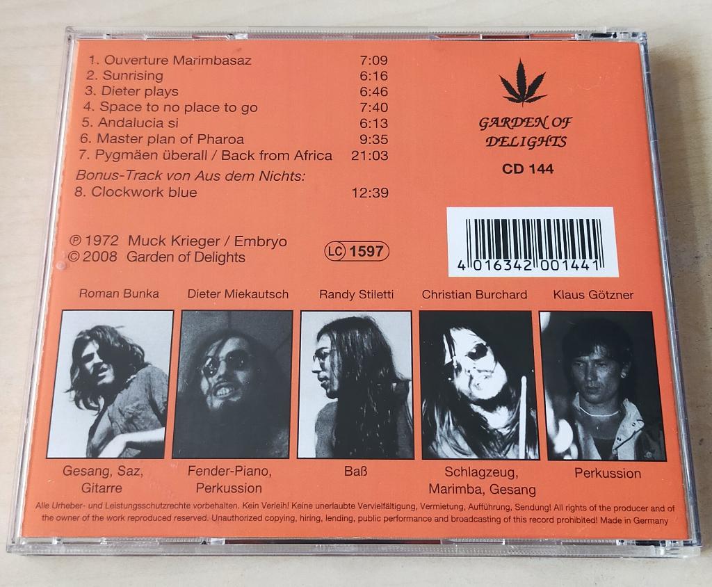 Embyro - Wiesbaden 1972 CD 1972/2008 Krautrock, Ophalen of Verzenden, Zo goed als nieuw
