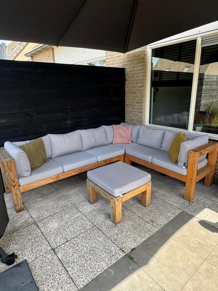 Loungeset, Ophalen, Zo goed als nieuw, Hout, Hocker
