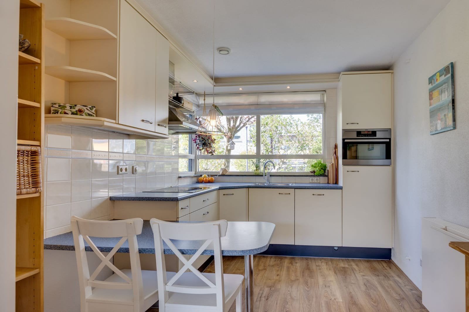 Complete hoekkeuken met inbouwapparatuur, Huis en Inrichting, Keuken | Complete keukens, Ophalen, Gebruikt, Kunststof, Hoekkeuken