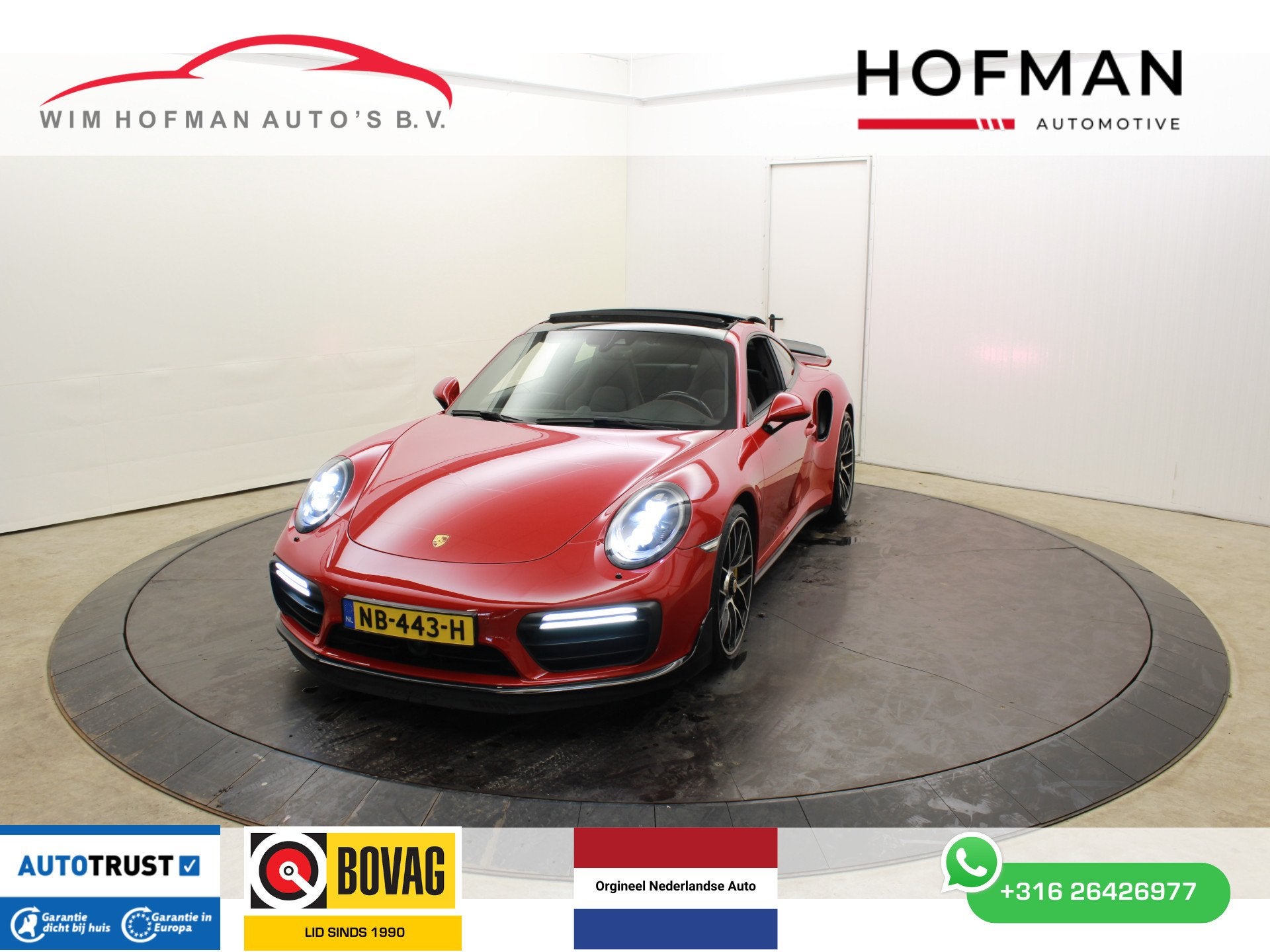 Porsche 911 3.8 Turbo S Aerokit en SportDesign (bj 2017), Auto's, Porsche, Bedrijf, Te koop, 4x4, ABS, Achteruitrijcamera, Adaptive Cruise Control