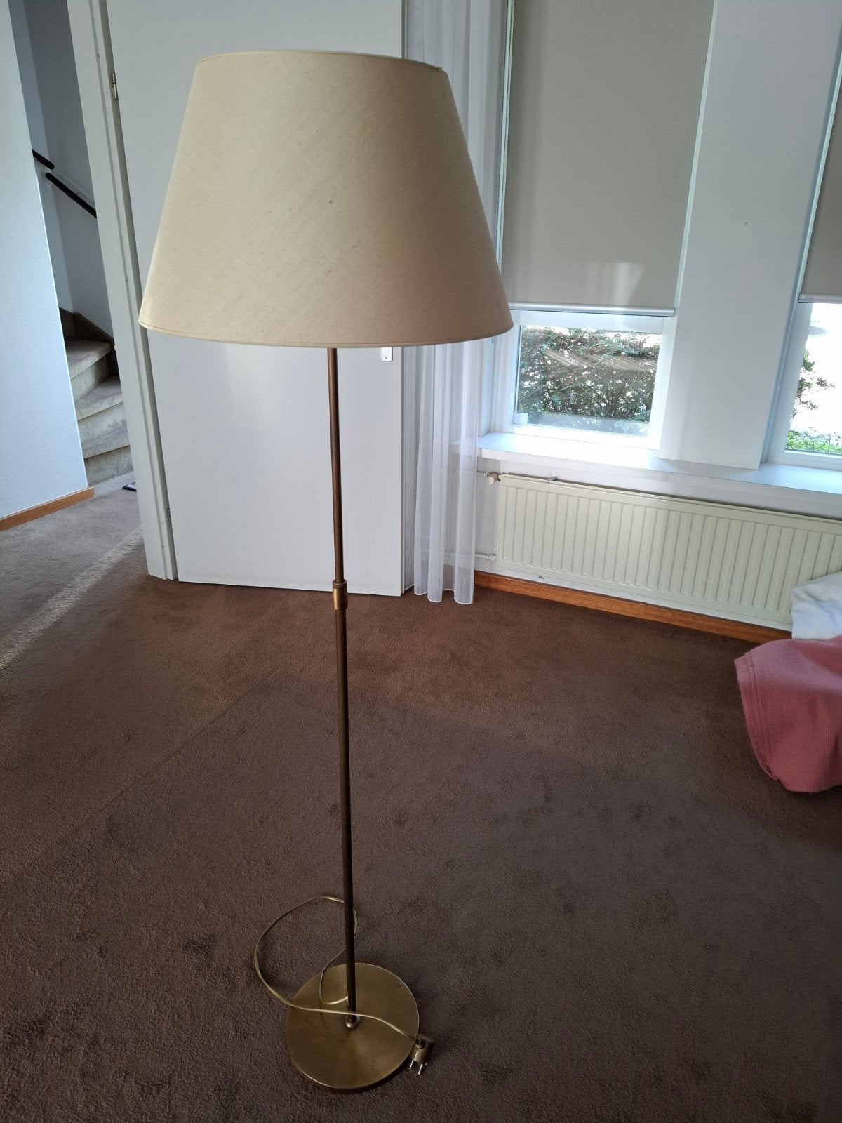Vintage staande lamp met stoffen kap, Gebruikt, 150 tot 200 cm, Metaal, Vintage