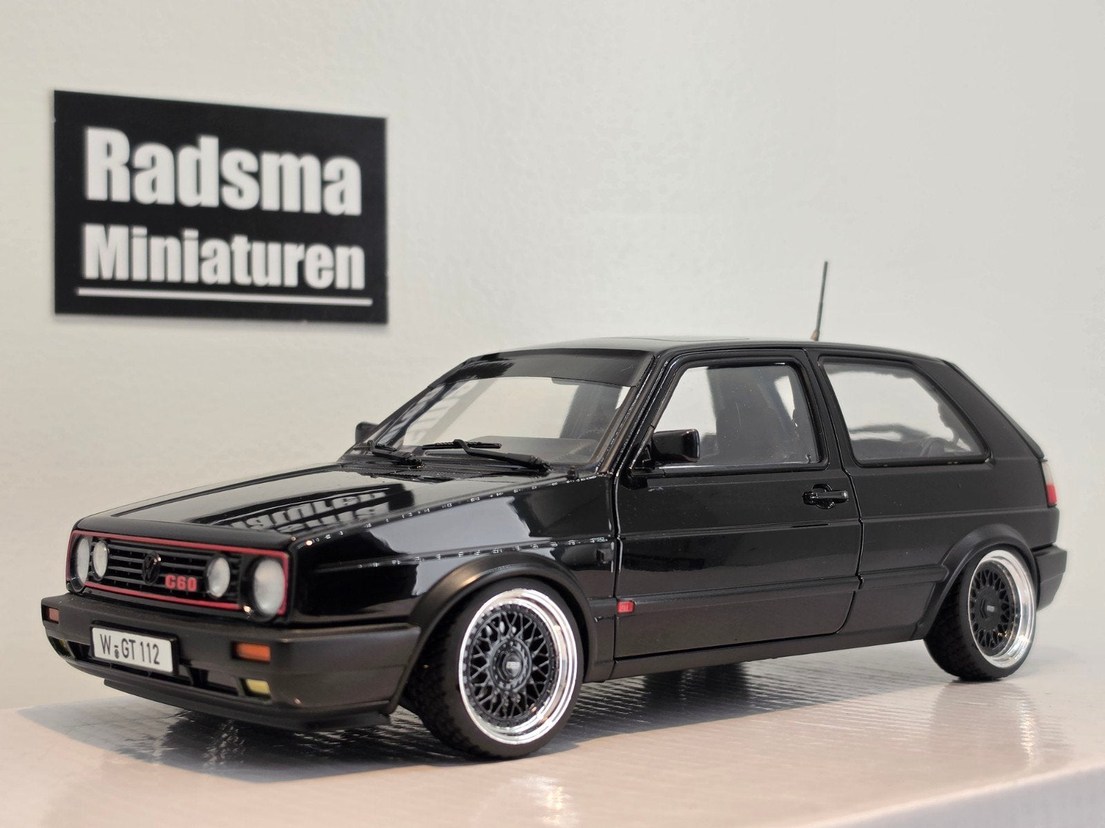 Vw Golf Mk2 G60 - Verlaagd/BBS/Raamband - 1:18 Norev Custom, Auto, Norev, Ophalen of Verzenden, Zo goed als nieuw