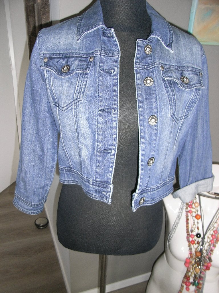 TRAMONTANA kort jeans jack/jasje 3/4 mouw mt L valt 36/38, Maat 38/40 (M), Blauw, Tramontana, Ophalen of Verzenden