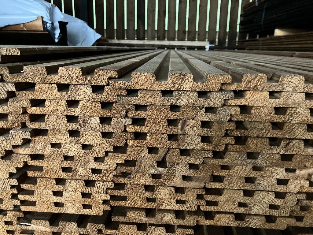 Thermisch Gemodificeerd Triple Rhombus rabat -planken-18x125, Ophalen, Planken, Nieuw, Hardhout