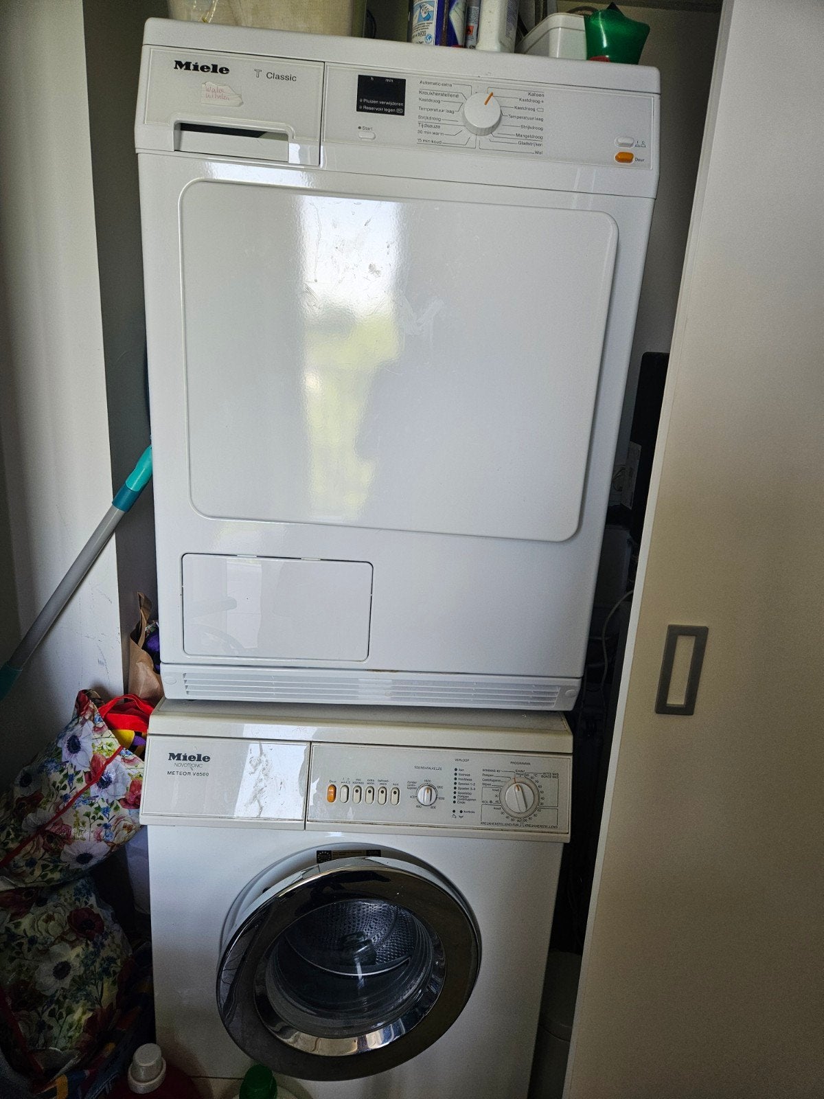 Miele wasmachine en droger. Ophalen in Maastricht, Witgoed en Apparatuur, Wasdrogers, 6 tot 8 kg, Ophalen, Condens, 85 tot 90 cm