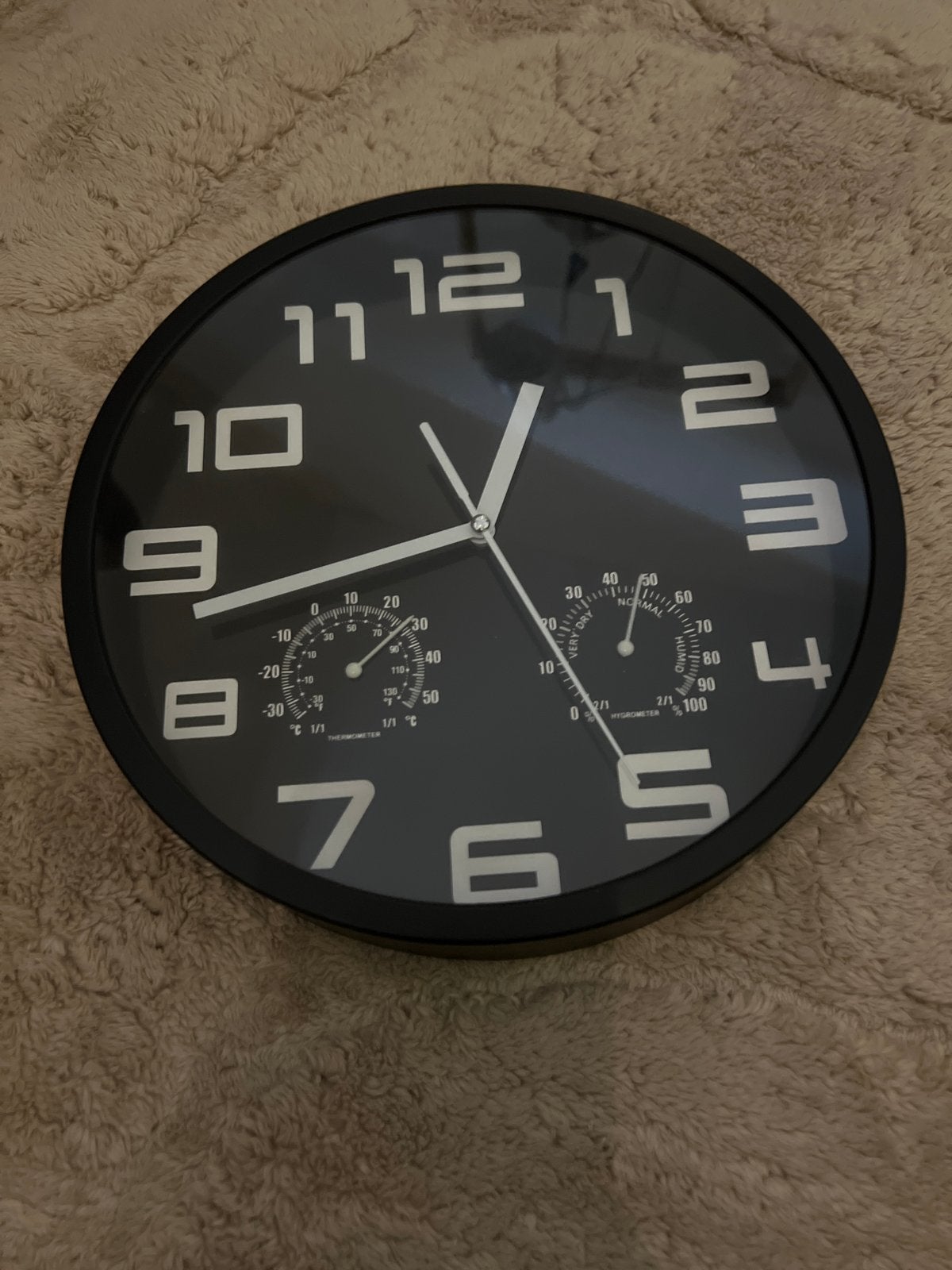 Moderne Wandklok met Thermometer en Hygrometer, Ophalen, Wandklok, Analoog, Zo goed als nieuw
