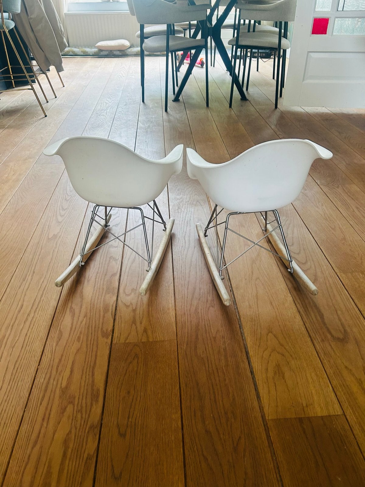 Set van 2 Witte Schommelstoelen voor Kinderen, Huis en Inrichting, Stoelen, Ophalen, Kunststof, Gebruikt, Twee