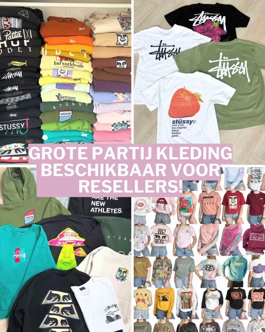 Grote partij merkkleding Stussy, Obey, Patta, Eén persoon