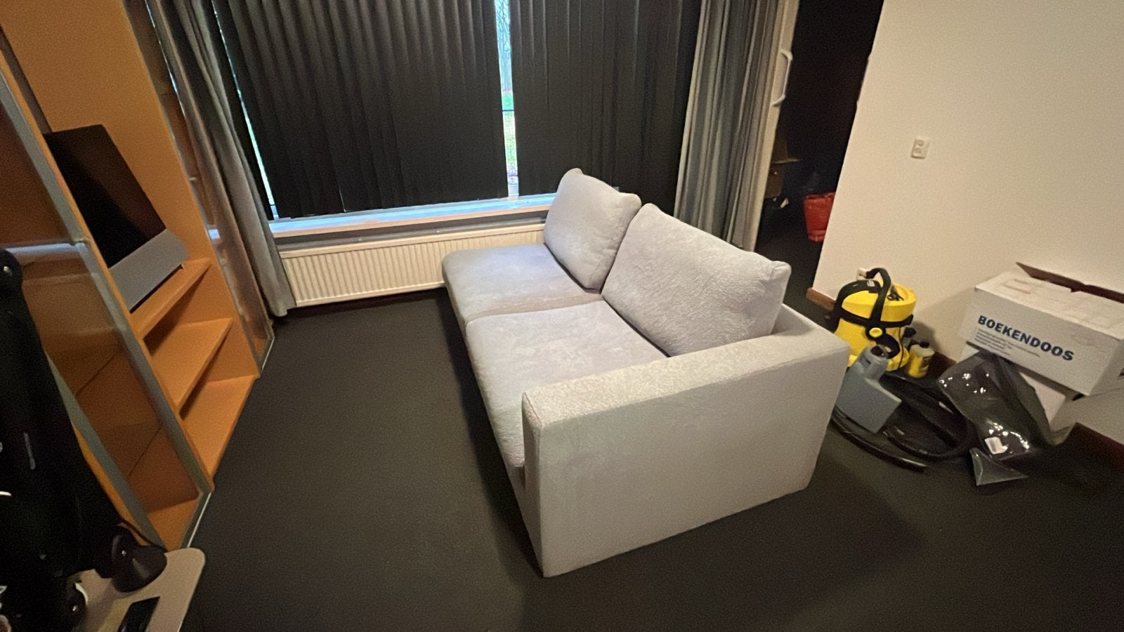 Comfortabele 2/3 zits bank, lichtgrijs, 216 cm breed, Ophalen, 150 tot 200 cm, Tweepersoons, 75 tot 100 cm