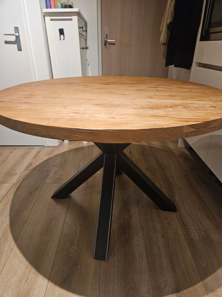 Ronde eettafel 120 cm, Ophalen, Rond, Zo goed als nieuw, Vier personen