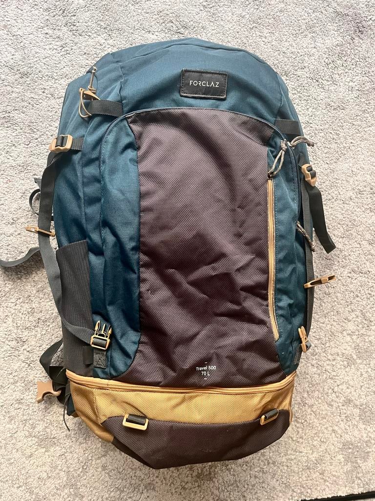 Forclaz Travel 500 Trekking Rugzak 70L, Sieraden, Tassen en Uiterlijk, Tassen | Rugtassen, 25 tot 40 cm, Zo goed als nieuw, Trekking