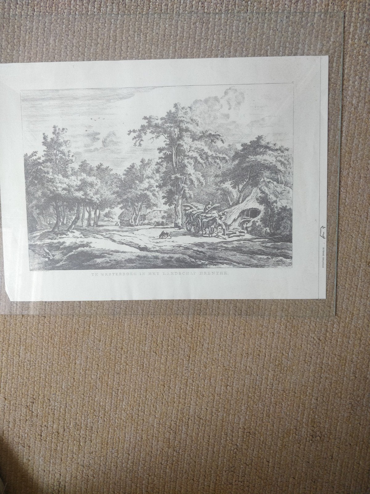 Antieke Gravure Westerborg, Antiek en Kunst, Ophalen, 1800 - 1899, Landschap, Origineel