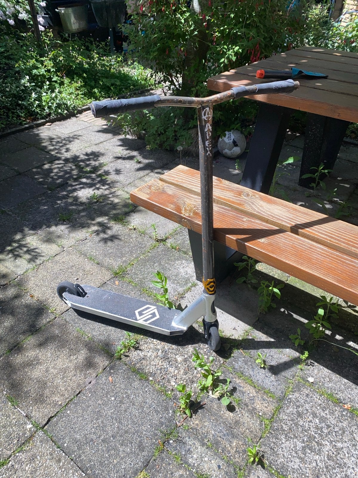 Stuntstep Apex met Legion voorvork, striker lux deck, Fietsen en Brommers, Steps, Gebruikt, Gewone step, Ophalen