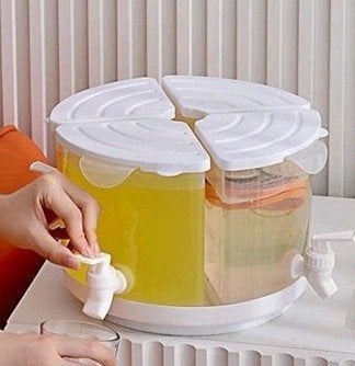 Drankdispenser tap, 4 containers op draaiplateau 25 x 20 cm, Ophalen of Verzenden, Zo goed als nieuw, Wit, Overige typen