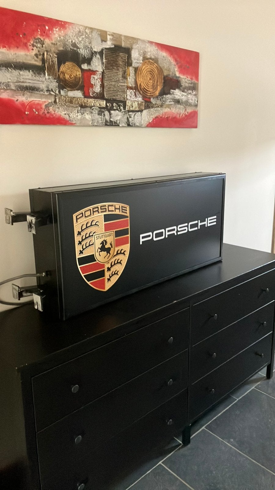 Lichtbak Porsche 105x50, Verzamelen, Ophalen, Zo goed als nieuw, Lichtbak of (neon) lamp